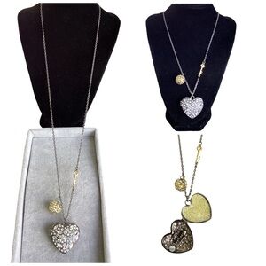 🚨Sale🚨 Vintage Long Necklace w/Crystal Heart Locket,Ball,and Key.